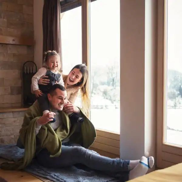 family enjoying their home during the winter months